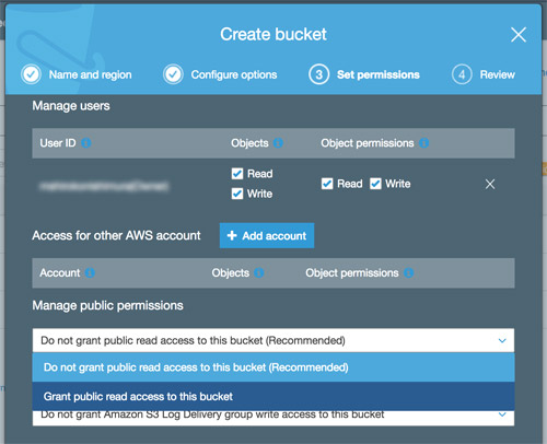 Create bucket in S3