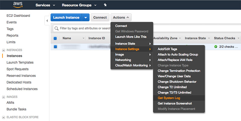 EC2 Instance System Log